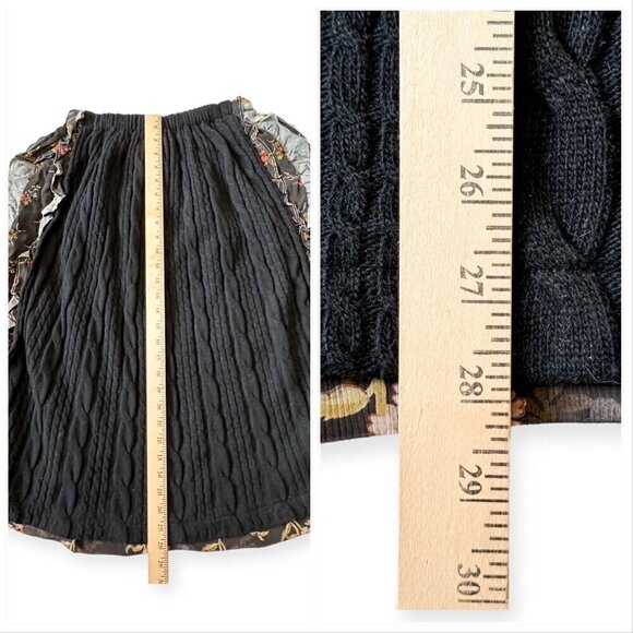 COMME DES GARÇONS Tricot Floral Print/Cable knit Midi Skirt, One size - Picture 16 of 16